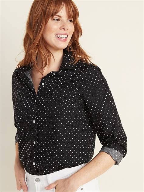Dotted Swiss Print Shirt / Summer Polka Dots Blouse In Navy Blue / 