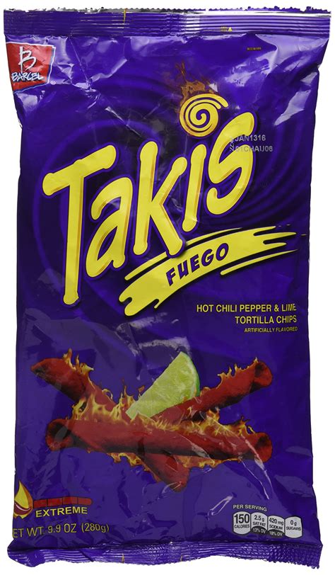Old takis bag. When you choose these Takis chips, you'll receive a box that contains 46 bags of the Takis Fuego, and each of those bags weighs just one ounce. The large box should fit easily into most pantries, but you can remove the packages and store them separately if needed. 