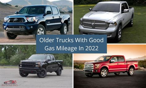 Older trucks with good gas mileage. Related: Top 11 Older Sports Cars With Good Gas Mileage #1. 2022 Mitsubishi Mirage. Price: $16,125; Engine: 1.3 L Regular Unleaded I-3; ... Also Check: Top 8 Older Trucks With Good Gas Mileage To Buy #3. 2022 Honda Civic. Price: $23,645; Engine: 2.0 L Regular Unleaded I-4; 