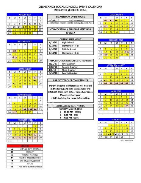2024-2025 SCHOOL YEAR CALENDAR. 2024-2025 DISTRICT CALENDAR; 2024-2025 SCHOOL EVENTS CALENDAR; 2024-2025 KINDERGARTEN CALENDAR; Heritage Elementary School Calendar. Print Element. ... Olentangy Administrative Offices. Wed, May 22. Subscribe to Alerts Classified Bus Driver Interview Day. 9: 30 AM - 11: 30 AM.
