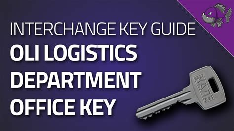 OLI logistics department office key Specifications Key tier: D OLI Log. Type - Mechanical keys Size - 1x1 Item might help to complete quest: Database - Part 2 Spa Tour - Part 3 Show the key in the tier list: Interchange A key to the OLI logistics department office at the ULTRA shopping mall. What the key unlocks Interchange 1
