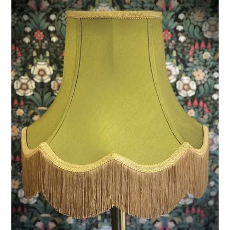 Olive Green and Gold Fabric Lampshades