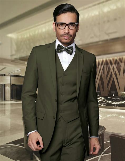Olive green suit men. USD 649.00. Free worldwide shipping with FedEx. Develop an eye for mens silk suit in 100% dupioni silk. Wear something beyond business professional and be presentable in your daily life with our long-lasting quality dupioni silk suits. Putting forth the effort to put on a proper silk suit and looking properly presentable makes us feel much better. 