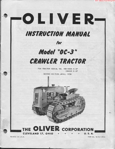 Oliver oc3 oc 3 crawler tractor instruction manual. - Redemption manual 50 book 2 operating secured volume 2.