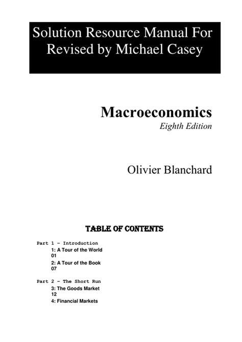 Olivier Blanchard Macroeconomics Tutorials Questions And Answers