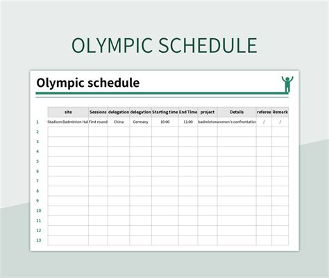 Olympic Schedule Excel Template And Google Sheets File For Free