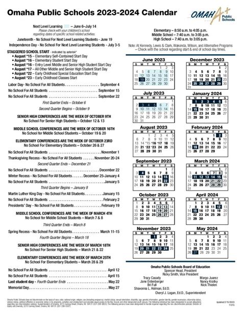 Omaha Public Schools Calendar 2024 - PublicHolidays.com