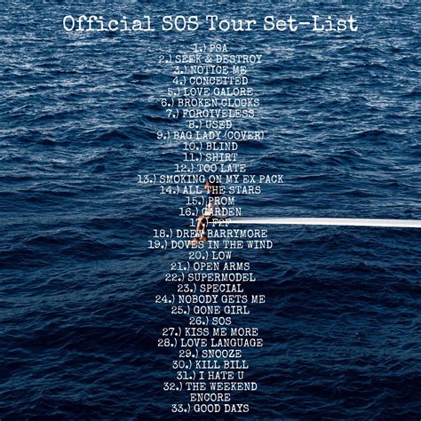 Omar apollo sos tour setlist. 28 feb 2023 ... Tickets start at $39, and they're are on sale now at LiveNation.com. Filed Under: Omar Apollo, SOS, SZA, Wells Fargo Center. Categories ... 
