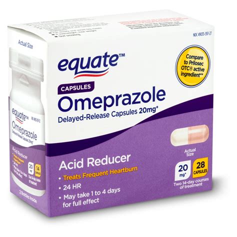 Omeprazole 40 mg price walmart. Omeprazole Delayed Release Tablets, 20 mg Drug Facts. Active ingredient (in each tablet) Omeprazole delayed-release tablet, 20 mg. Purpose. Acid reducer. Use. treats frequent heartburn (occurs 2 or more days a week) not intended for immediate relief of heartburn; this drug may take 1 to 4 days for full effect. Warning. 