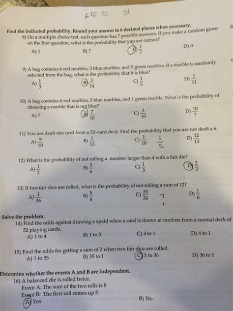 On A Multiple Choice Test Each Question Has 7 Possible Answers