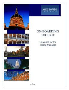 On Boarding Toolkit Jhu Human Resources