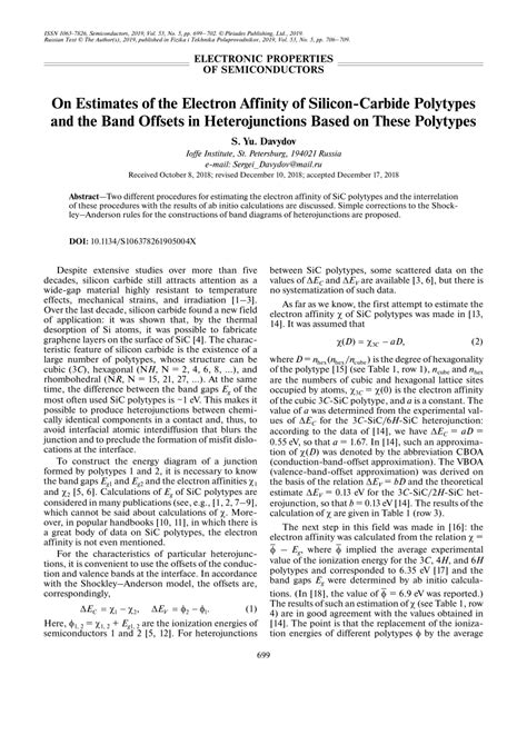 On Estimates of the Electron Affinity of Silicon-Carbide ... - Springer