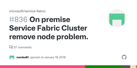 On premise Service Fabric Cluster remove node problem. #836 - Github