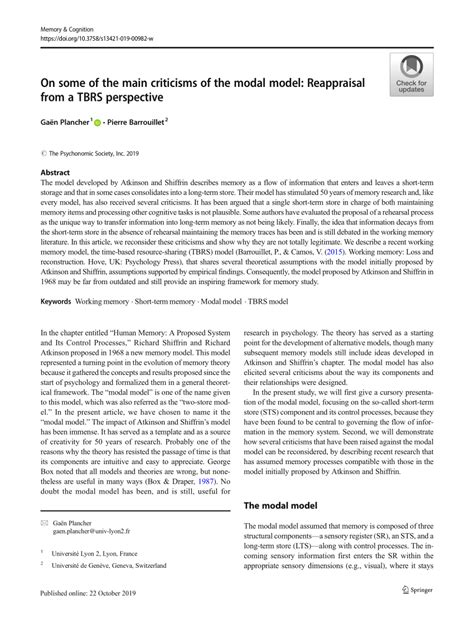 On some of the main criticisms of the modal model ... - Springer