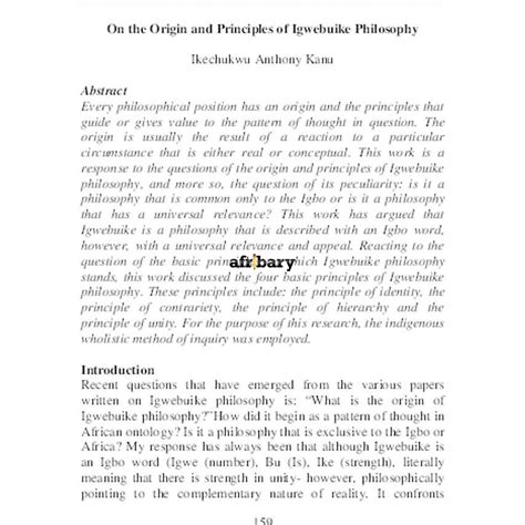 On the Origin and Principles of Igwebuike Philosophy