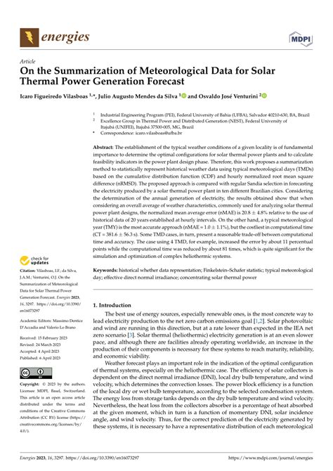 On the Summarization of Meteorological Data for Solar Thermal Power …