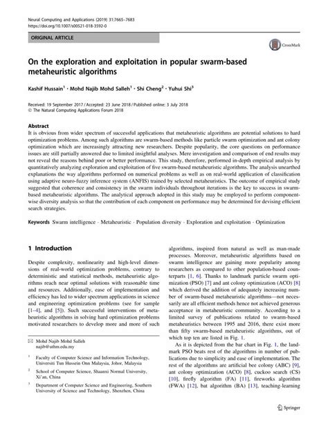 On the exploration and exploitation in popular swarm-based ...