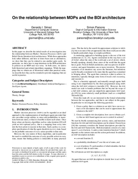 On the relationship between MDPs and the BDI architecture