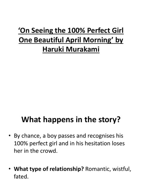 Full Download On Seeing The 100 Perfect Girl On One Beautiful April Morning By Haruki Murakami