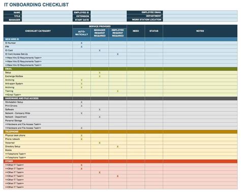 Onboarding checklist template in Excel Onboarding checklist