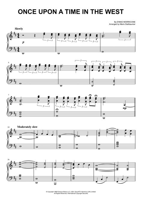 Once Upon A Time In The West sheet music for piano