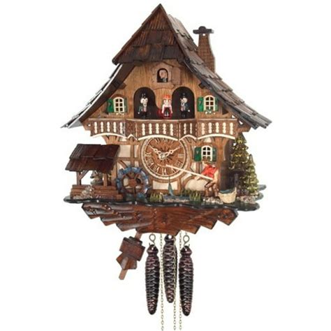 One Day Musical Cuckoo Clock Cottage - Fisherman Raises Pole ... - Walmart