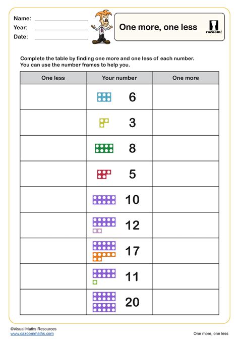 One More One Less Worksheet Teaching Resources TPT