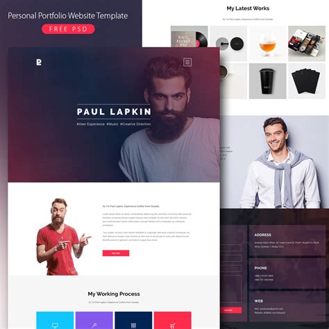 One Page Personal Portfolio Website Template Free PSD Download PSD
