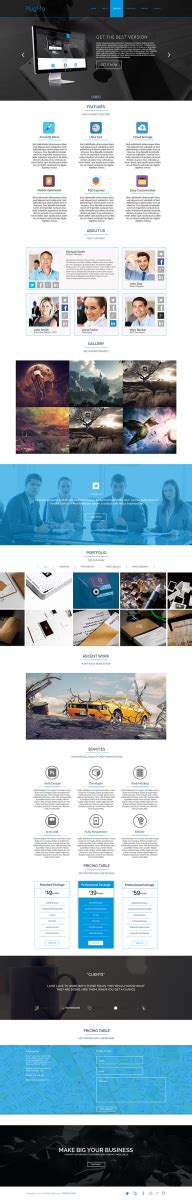 One Page Responsive Free PSD Template Design UI UX