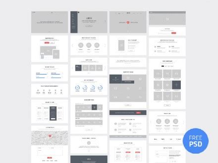 One Page Website Wireframes Psd Freebiesbug