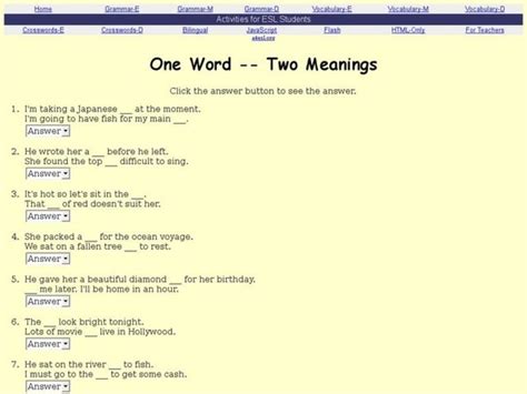 One Word Two Meanings Interactive for 3rd 6th Grade Lesson