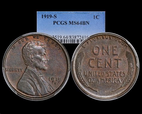 Mar 3, 2023 · Published: March 03, 2023. Depending on the mint mark, the 1919 Lincoln Wheat cent is worth between $2 and $10 in most circulated grades. Mint state examples can trade from $30 to $100 and higher, especially if the coin comes from one of the branch mints in Denver and San Francisco. 1919 Lincoln Wheat cent. Image: USA CoinBook. 