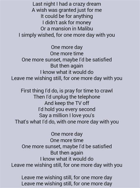 One more day one more time lyrics. Things To Know About One more day one more time lyrics. 