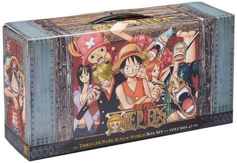 One piece box set 5. The third One Piece Box Set contains the arcs Thriller Bark, Sabaody, Impel Down, Paramount War, and New World, which make up vols. 47-70 of the GNs. This set offers a significant savings over buying the volumes individually, along with an exclusive premium 48-page mini-comic and double-sided color poster. 