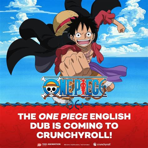 One piece crunchyroll dub. One Piece. Sub | Dub. 2024 Anime Awards Winner. Average Rating: 4.9 (419.5k) 4,431 Reviews. Add To Watchlist. Add to Crunchylist. … 