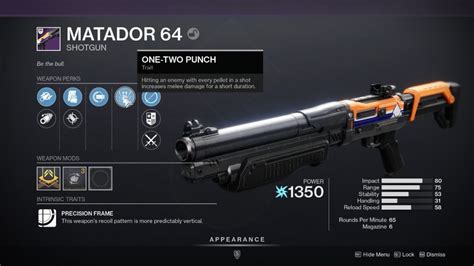 One two punch destiny 2. Enhanced One-Two Punch now only requires 10-12 pellets to hit a target to proc the melee buff. Base trait and the Enhanced trait duration have been changed to 1.22s. Fixed an issue where reforges for the Osteao Striga's catalyst would ask for the full catalyst cost. Enhanced Ambitious Assassin changed to add a Reload stat. 