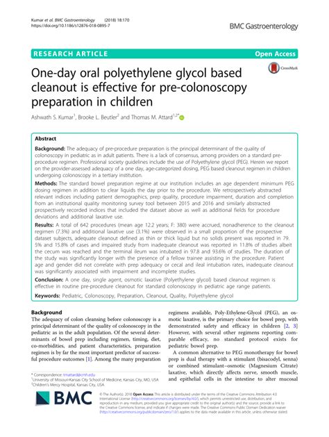 One-day oral polyethylene glycol based cleanout is effective for …