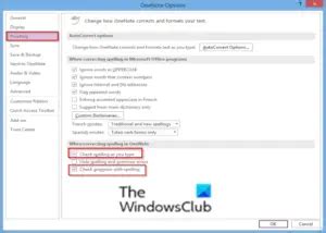 OneNote Spell Checker not working - TheWindowsClub