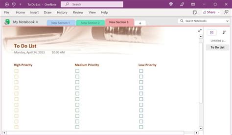 OneNote To Do List Template EroFound
