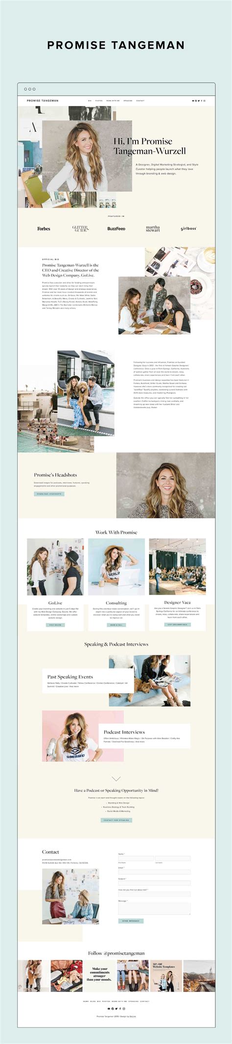 OnePage, SpeakerFocused Squarespace Design For Promise Tangeman