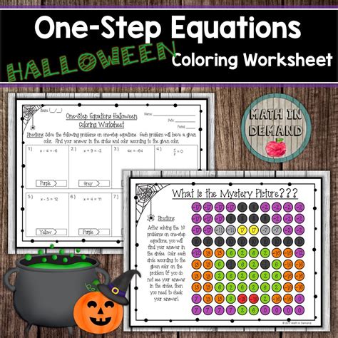 OneStep Equations Halloween Coloring Worksheet Math in Demand
