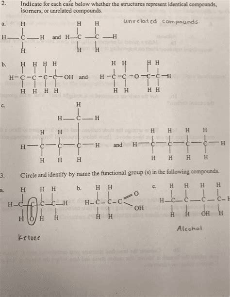 Oneclass 2 Indicate For Each Case Below Whether The Structures Represent Identical Compounds