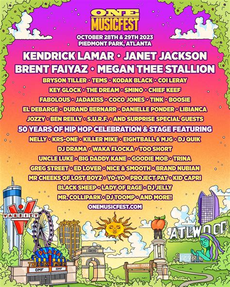 Onemusic fest. Updated: 10:48 PM EDT October 28, 2023. ATLANTA — ONE Musicfest is coming to Piedmont Park this year with a star lineup. "It's the prime space to be in Atlanta if you're doing a large-scale ... 
