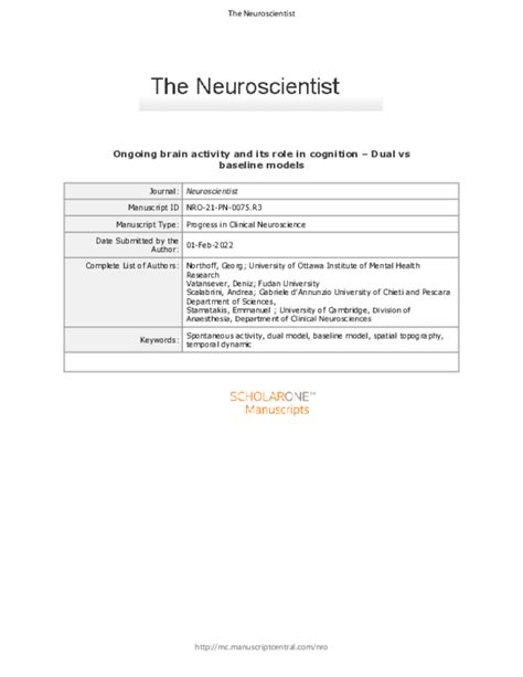 Ongoing Brain Activity and Its Role in Cognition: Dual versus. 