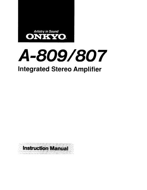 Onkyo 809 User Manual