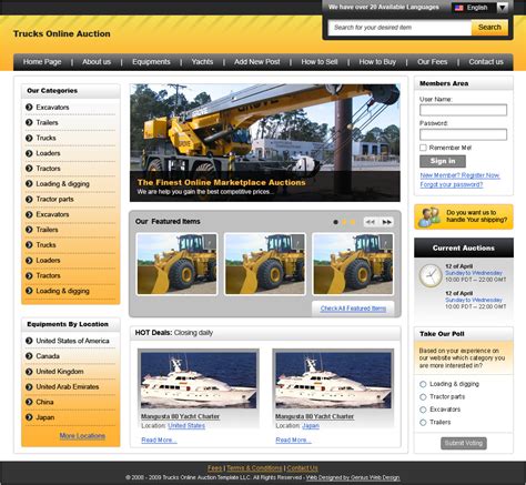 Online Auction website Free PSD Template Egypt Web Design