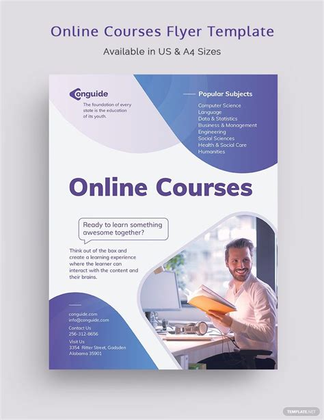 Online Courses Leaflet Template Word PSD InDesign Apple Pages