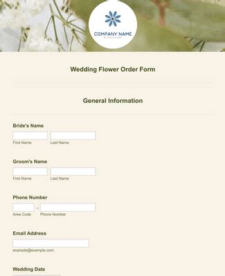Online Flower Order Form Template JotForm