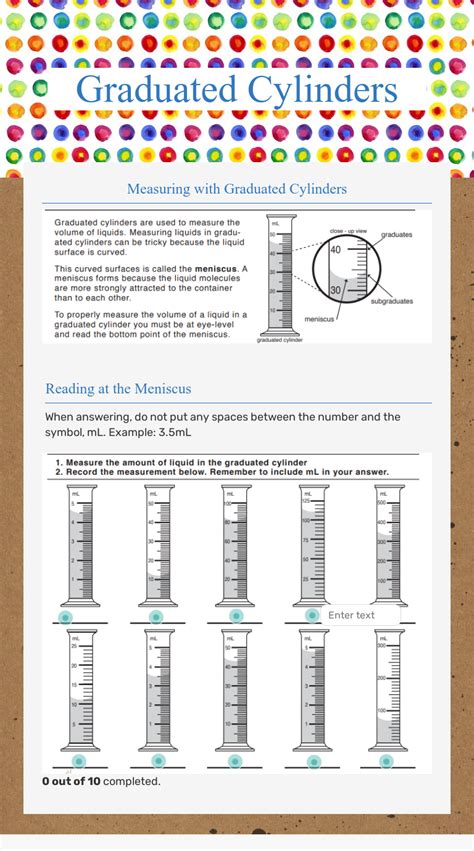 Online Graduated Cylinder Worksheet