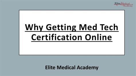 Online Med-Tech Certification - Elite Medical Academy